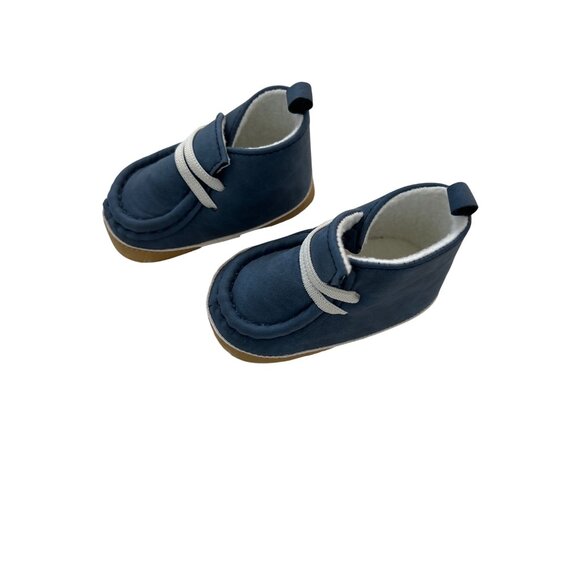 Rising Star Baby Boy Blue Faux Sherpa Lined Booties Soft Sole Comfortable Fit - Picture 2 of 4